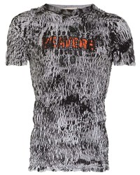 graues bedrucktes T-Shirt mit einem Rundhalsausschnitt von Liam Hodges