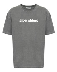 graues bedrucktes T-Shirt mit einem Rundhalsausschnitt von Liberaiders