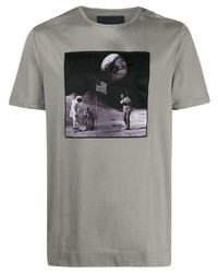 graues bedrucktes T-Shirt mit einem Rundhalsausschnitt von Limitato