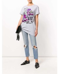 graues bedrucktes T-Shirt mit einem Rundhalsausschnitt von Versace Jeans