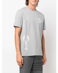 graues bedrucktes T-Shirt mit einem Rundhalsausschnitt von Thom Browne