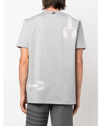 graues bedrucktes T-Shirt mit einem Rundhalsausschnitt von Thom Browne