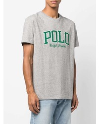 graues bedrucktes T-Shirt mit einem Rundhalsausschnitt von Polo Ralph Lauren