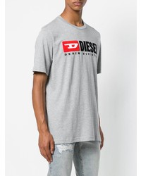 graues bedrucktes T-Shirt mit einem Rundhalsausschnitt von Diesel