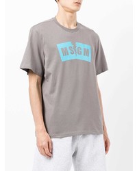 graues bedrucktes T-Shirt mit einem Rundhalsausschnitt von MSGM