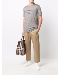 graues bedrucktes T-Shirt mit einem Rundhalsausschnitt von Giorgio Armani