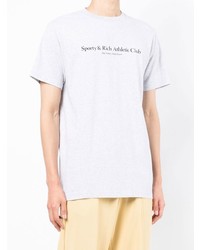 graues bedrucktes T-Shirt mit einem Rundhalsausschnitt von Sporty & Rich