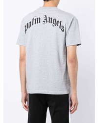 graues bedrucktes T-Shirt mit einem Rundhalsausschnitt von Palm Angels