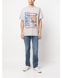 graues bedrucktes T-Shirt mit einem Rundhalsausschnitt von Tommy Jeans