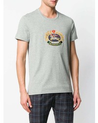 graues bedrucktes T-Shirt mit einem Rundhalsausschnitt von Burberry