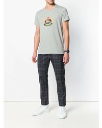 graues bedrucktes T-Shirt mit einem Rundhalsausschnitt von Burberry