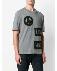 graues bedrucktes T-Shirt mit einem Rundhalsausschnitt von Love Moschino