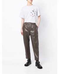 graues bedrucktes T-Shirt mit einem Rundhalsausschnitt von Toga