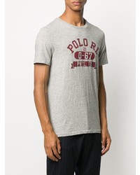 graues bedrucktes T-Shirt mit einem Rundhalsausschnitt von Polo Ralph Lauren