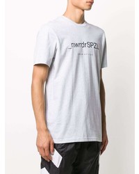 graues bedrucktes T-Shirt mit einem Rundhalsausschnitt von adidas