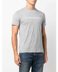 graues bedrucktes T-Shirt mit einem Rundhalsausschnitt von Emporio Armani