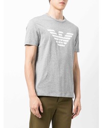 graues bedrucktes T-Shirt mit einem Rundhalsausschnitt von Emporio Armani