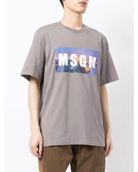 graues bedrucktes T-Shirt mit einem Rundhalsausschnitt von MSGM