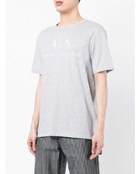 graues bedrucktes T-Shirt mit einem Rundhalsausschnitt von Armani Exchange