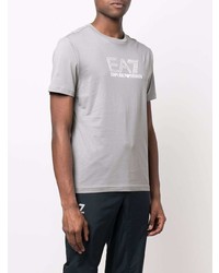 graues bedrucktes T-Shirt mit einem Rundhalsausschnitt von Ea7 Emporio Armani