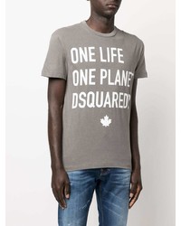 graues bedrucktes T-Shirt mit einem Rundhalsausschnitt von DSQUARED2