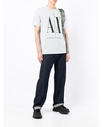 graues bedrucktes T-Shirt mit einem Rundhalsausschnitt von Armani Exchange