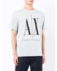 graues bedrucktes T-Shirt mit einem Rundhalsausschnitt von Armani Exchange