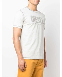 graues bedrucktes T-Shirt mit einem Rundhalsausschnitt von Diesel