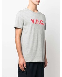 graues bedrucktes T-Shirt mit einem Rundhalsausschnitt von A.P.C.