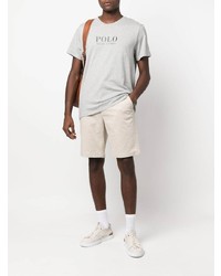 graues bedrucktes T-Shirt mit einem Rundhalsausschnitt von Polo Ralph Lauren