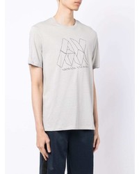 graues bedrucktes T-Shirt mit einem Rundhalsausschnitt von Armani Exchange