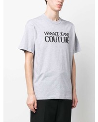 graues bedrucktes T-Shirt mit einem Rundhalsausschnitt von VERSACE JEANS COUTURE