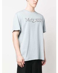 graues bedrucktes T-Shirt mit einem Rundhalsausschnitt von Alexander McQueen