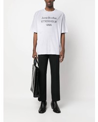 graues bedrucktes T-Shirt mit einem Rundhalsausschnitt von Acne Studios