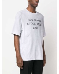 graues bedrucktes T-Shirt mit einem Rundhalsausschnitt von Acne Studios