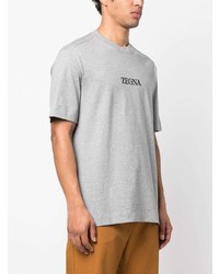 graues bedrucktes T-Shirt mit einem Rundhalsausschnitt von Zegna