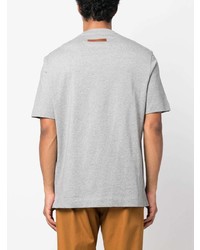 graues bedrucktes T-Shirt mit einem Rundhalsausschnitt von Zegna