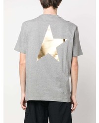 graues bedrucktes T-Shirt mit einem Rundhalsausschnitt von Golden Goose