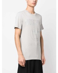 graues bedrucktes T-Shirt mit einem Rundhalsausschnitt von Moschino