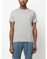 graues bedrucktes T-Shirt mit einem Rundhalsausschnitt von Stone Island