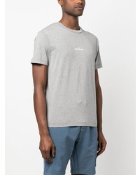 graues bedrucktes T-Shirt mit einem Rundhalsausschnitt von Stone Island