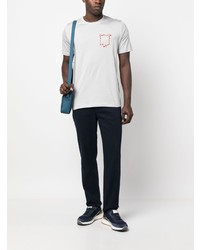 graues bedrucktes T-Shirt mit einem Rundhalsausschnitt von Kiton