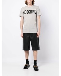 graues bedrucktes T-Shirt mit einem Rundhalsausschnitt von Moschino