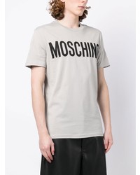 graues bedrucktes T-Shirt mit einem Rundhalsausschnitt von Moschino