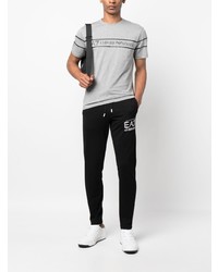 graues bedrucktes T-Shirt mit einem Rundhalsausschnitt von Ea7 Emporio Armani