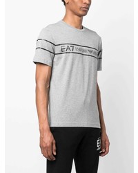 graues bedrucktes T-Shirt mit einem Rundhalsausschnitt von Ea7 Emporio Armani