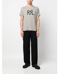 graues bedrucktes T-Shirt mit einem Rundhalsausschnitt von Ralph Lauren RRL