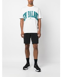 graues bedrucktes T-Shirt mit einem Rundhalsausschnitt von New Balance