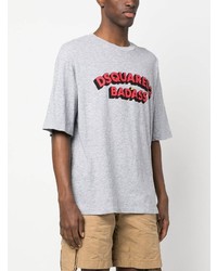 graues bedrucktes T-Shirt mit einem Rundhalsausschnitt von DSQUARED2