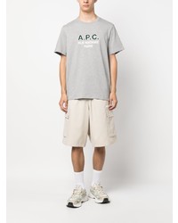 graues bedrucktes T-Shirt mit einem Rundhalsausschnitt von A.P.C.